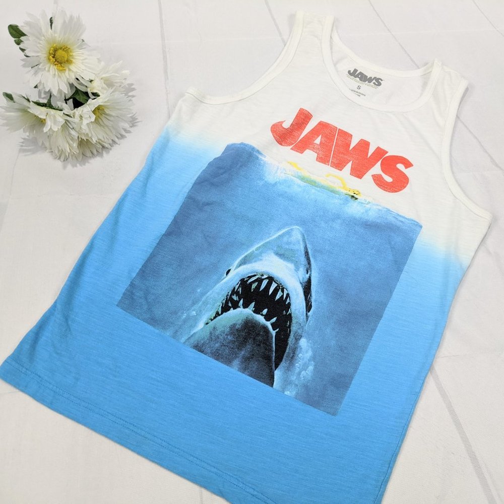 Jaws Movie Blue White Graphic Tank SZ S - Picture 2 of 6